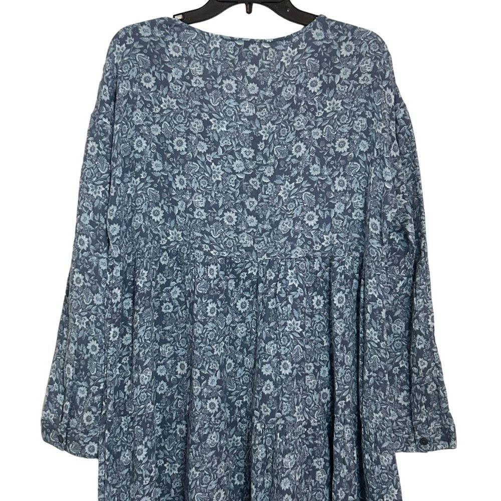 WONDERLY NWT Blue Floral Long Sleeve V-Neck Maxi Dress PXL - Picture 7 of 13